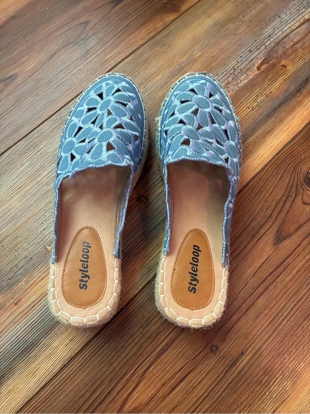 Style & Co. Denim Blue Crochet Espadrille Mule